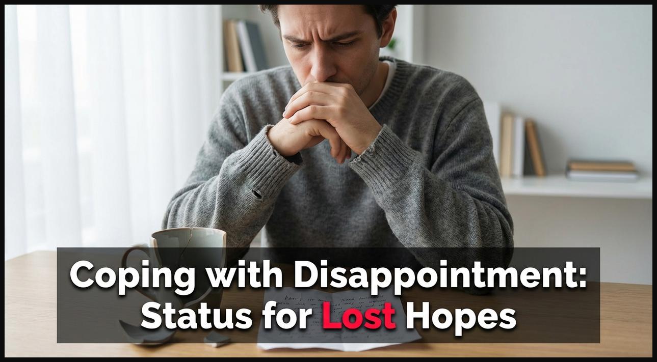A person looking at a crumpled paper or broken object, depicting coping with disappointment and lost hopes.