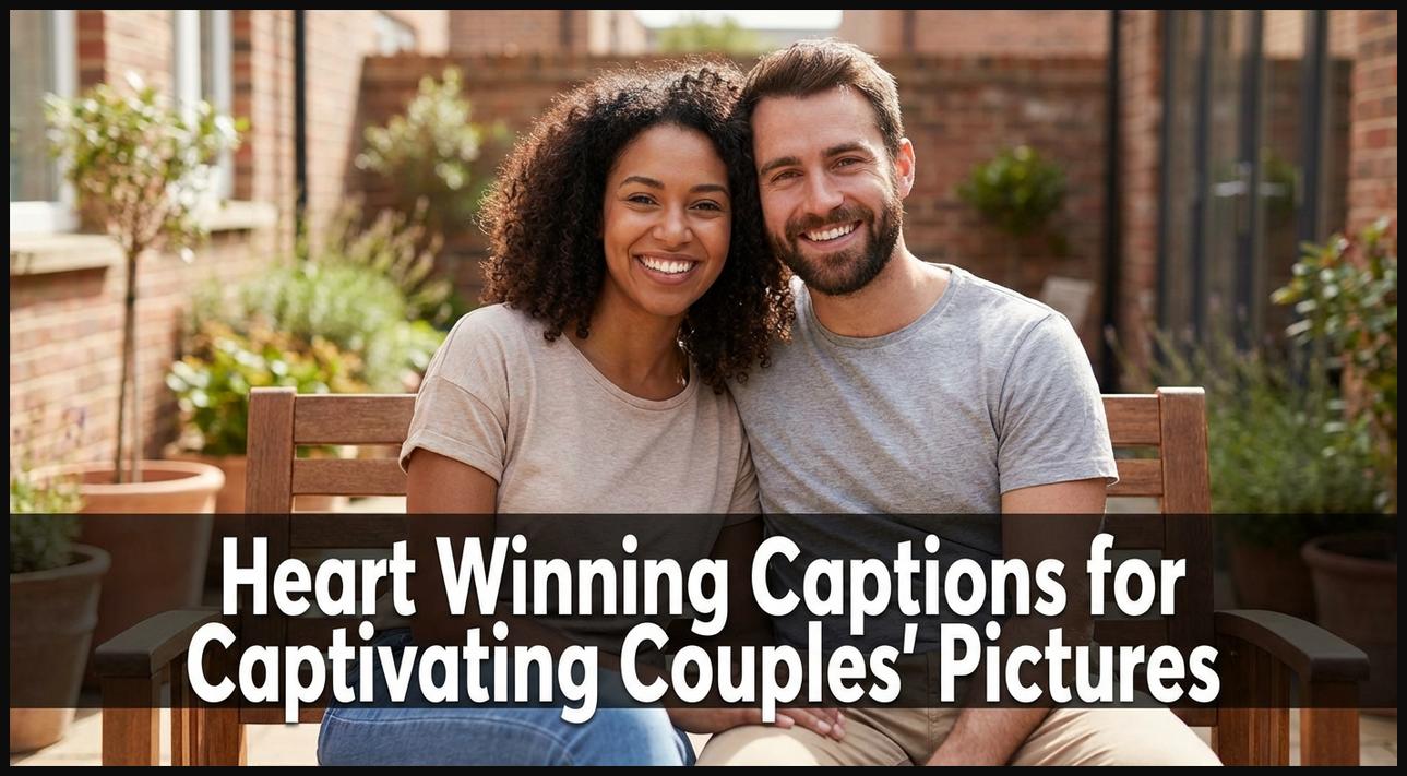 A couple smiling warmly at the camera, embodying heart-winning charm for their pictures.