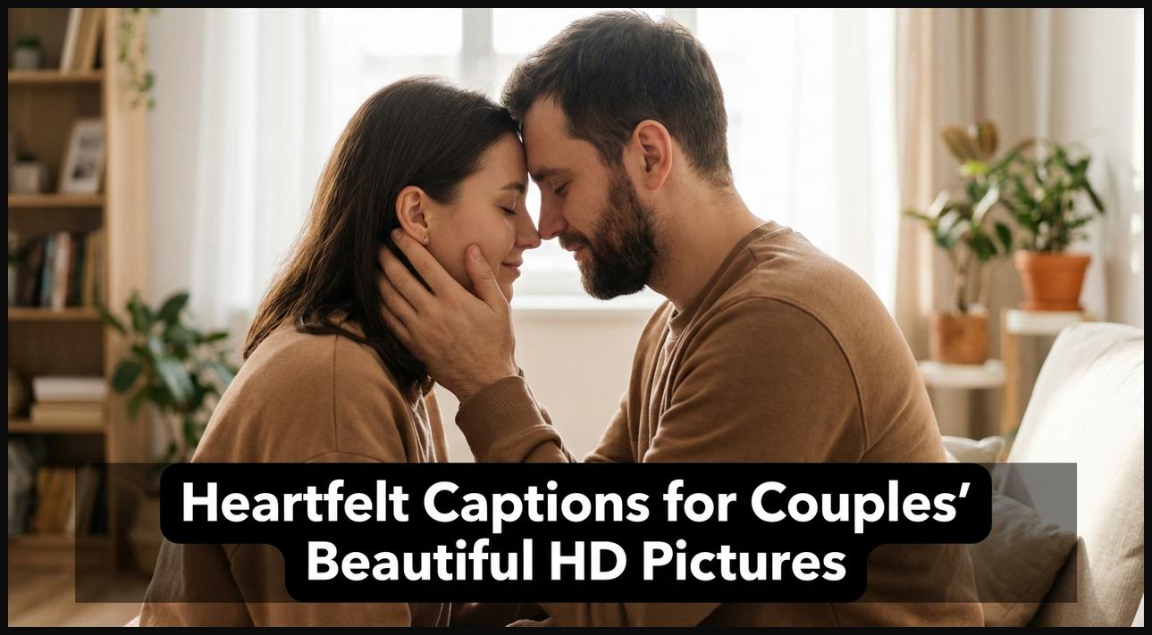 A couple sharing a heartfelt, intimate moment, representing deep captions for couples' HD photos.