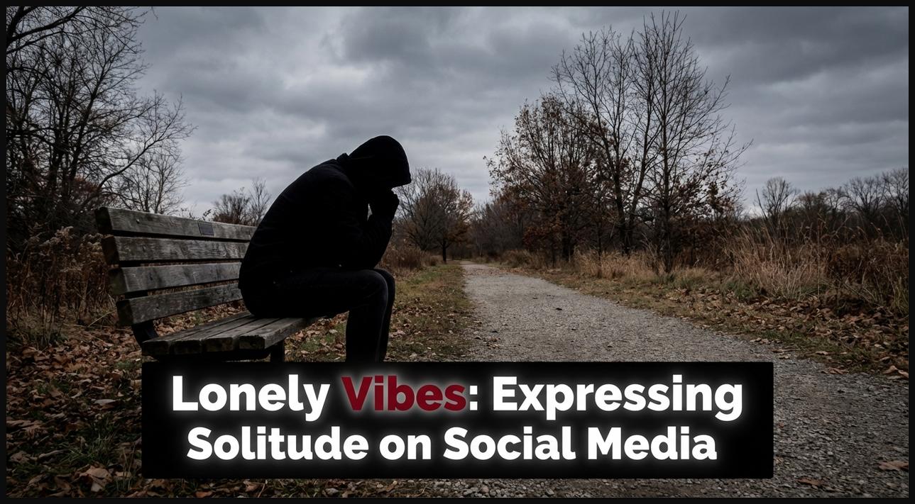 A solitary person sitting on a park bench, conveying lonely vibes and solitude for social media status.