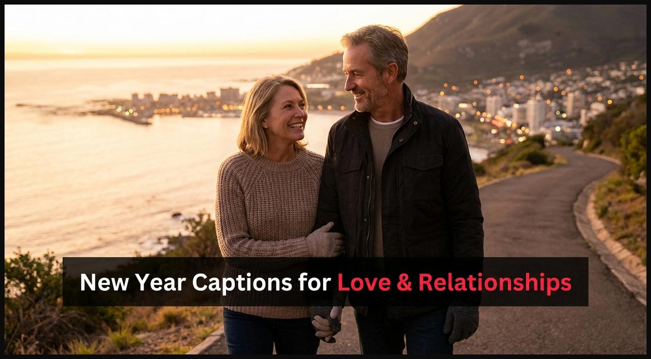Couple holding hands and walking, symbolizing New Year captions focused on love and relationships.