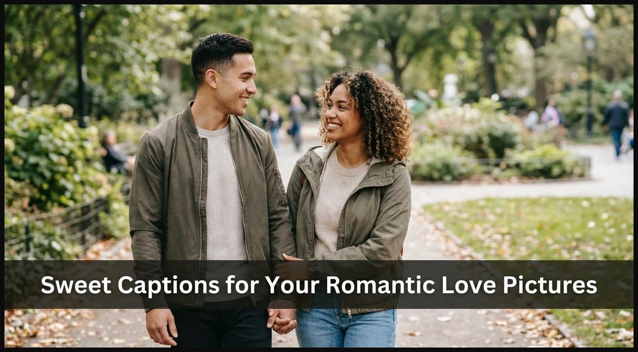 A loving couple sharing a sweet moment together, symbolizing romantic captions for sweet love.